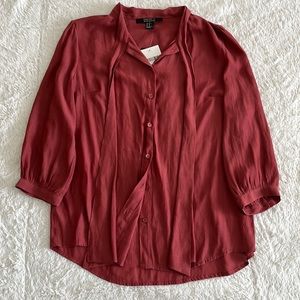 FOREVER 21 Rouge Contemporary Neck Tie Longsleeve Blouse